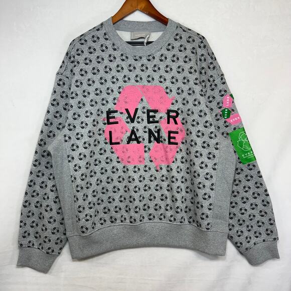NWT Everlane M ReTrack Sweatshirt Oversized Recycled Earth‎ Day Gray Soft $98 - Picture 1 of 11